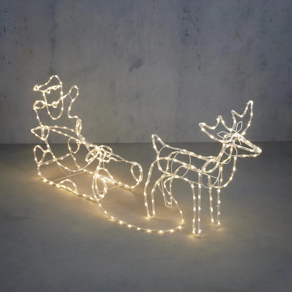 Karácsonyi állólámpa rénszarvassal és szánnal 176 cm LED-del, időzítővel IP44 - Sori