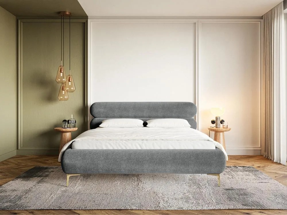 Franciaágy 140 cm Rirri 140B (ágyráccsal) (szürke + arany). 1099914