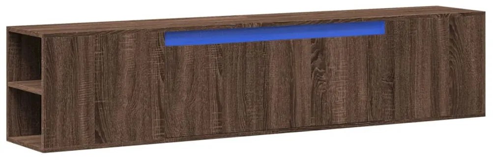 barna tölgy színű fali TV-szekrény LED-del 180 x 31 x 39,5 cm