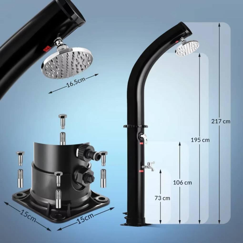 BOW napelemes zuhanyzó, 20l, fekete Monzana