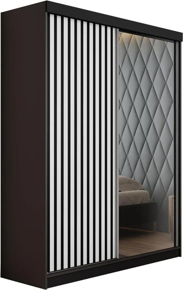 Malani 138 Tolóajtós Szekrény 138cm, Grafit-Fehér