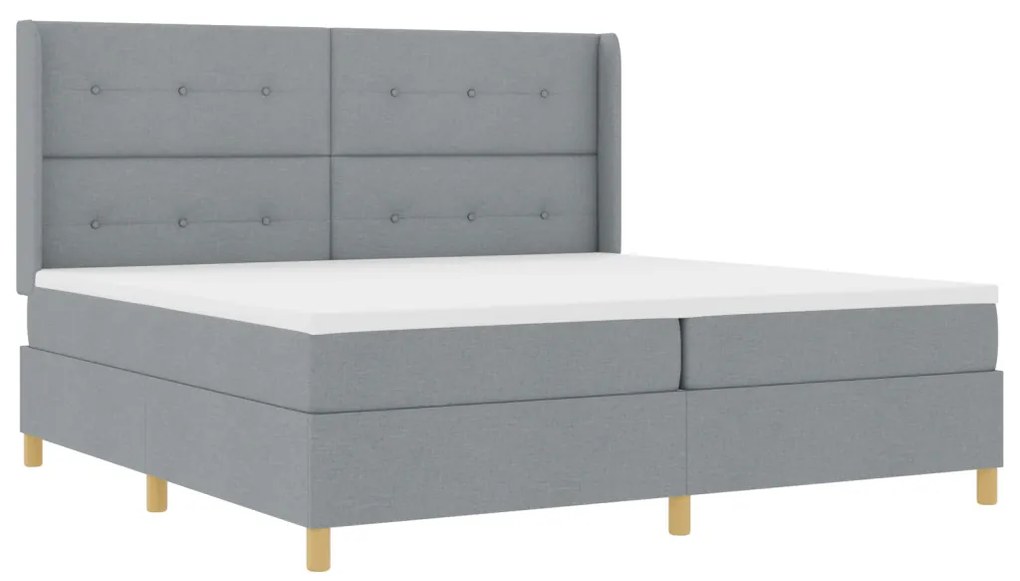Boxspring Ágy Mattal Világosszürke 200x200 cm Textil