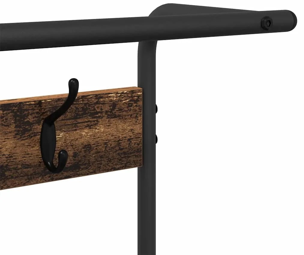 Kabáthorog polcokkal tárolóval Régi fa 75 x 34 x 184 cm Faanyag