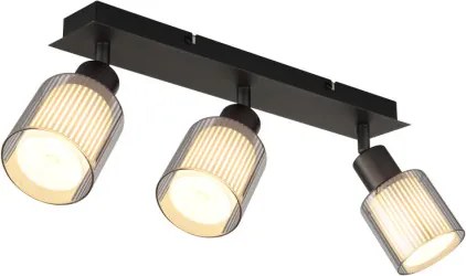 Globo 54456-3 Mennyezeti lámpa, matt fekete fém, krómozott/fehér üveg, HxSzxM: 410x80x186 mm, 3xE14 25W 230V izzók nélkül