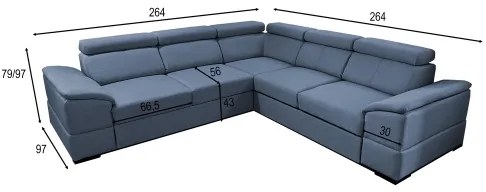 Univerzális, ággyá nyitható sarokkanapé tárolóval GRANADA kék