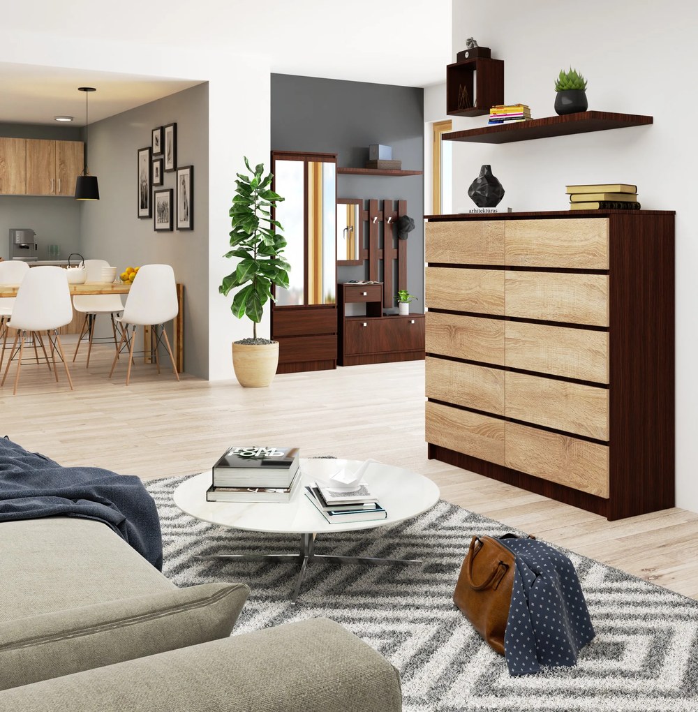 Komód Kapil III (wenge + szonoma tölgy). Akció -15%. 1069388
