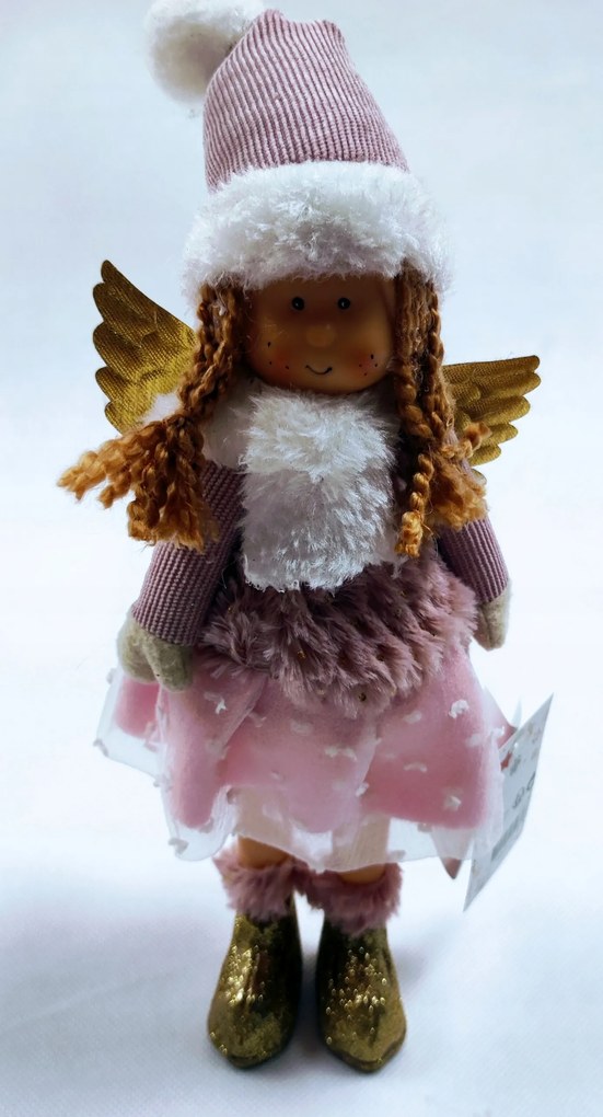 Játékbaba kislány álló angyal dekoráció 28 cm