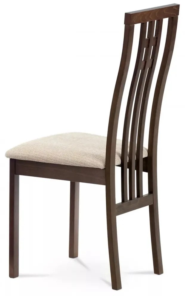 Scaun de Dining din Lemn Masiv de Fag, Nuanță Nuc, cu Tapițerie Crem – BC-2482