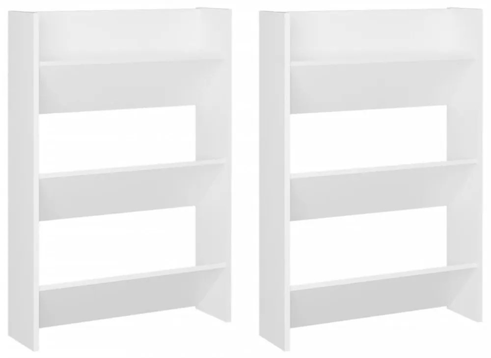 2 db fehér fali cipősszekrény 60 x 18 x 90 cm