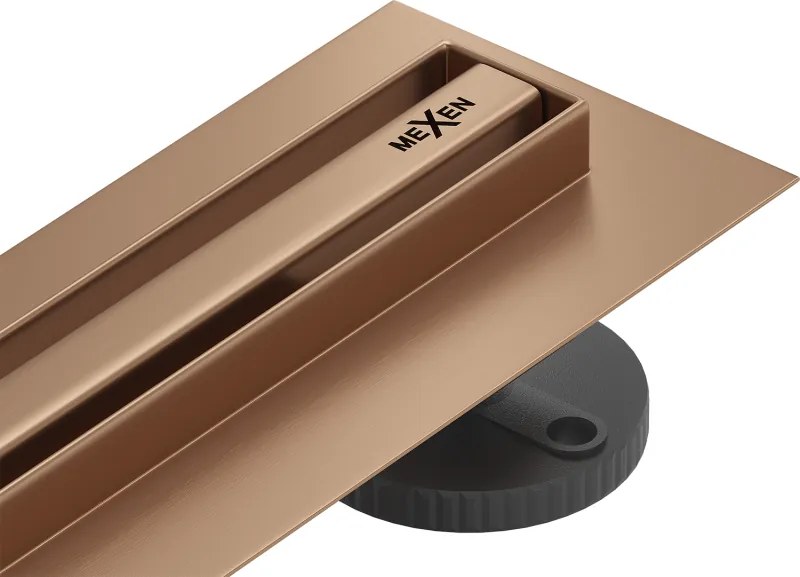 Mexen Flat 360° Slim 120 cm-es forgó vonali vízelvezető, szálcsiszolt réz - 1C41120