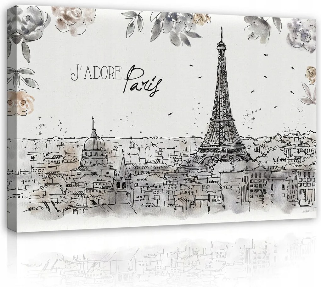 Vászonkép 120x80 Párizs Eiffel-torony városkép akvarell Franciaország utazás