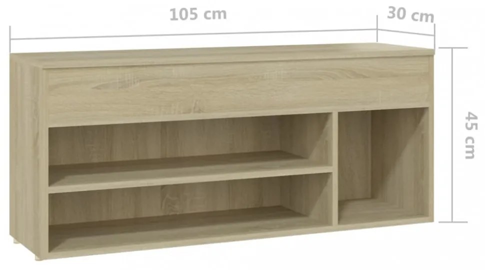 sonoma tölgy színű szerelt fa cipőtároló pad 105 x 30 x 45 cm
