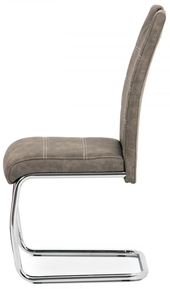 Scaun modern de luat masa cu bază de sanie de culoare maro Hc-483