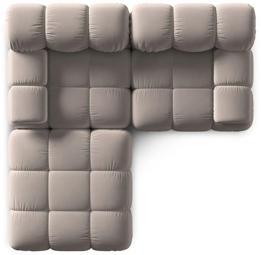 Világosbarna bársony moduláris sarokkanapé (variálható) Bellis – Micadoni