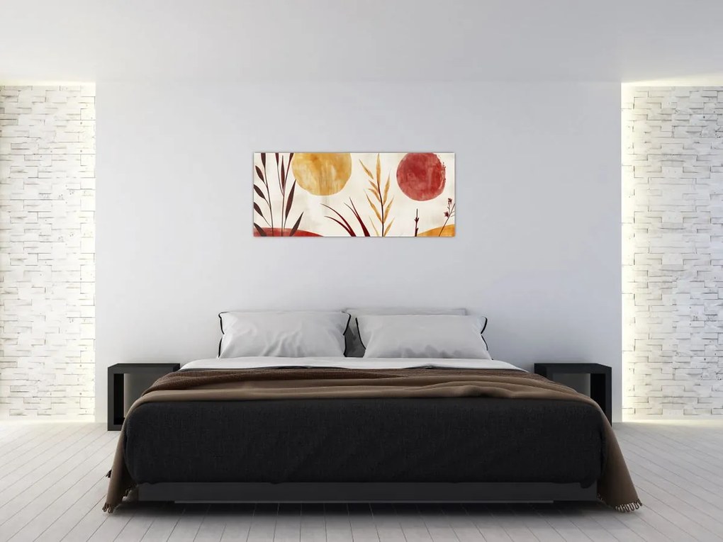 Kép - Növények és körök (120x50 cm)