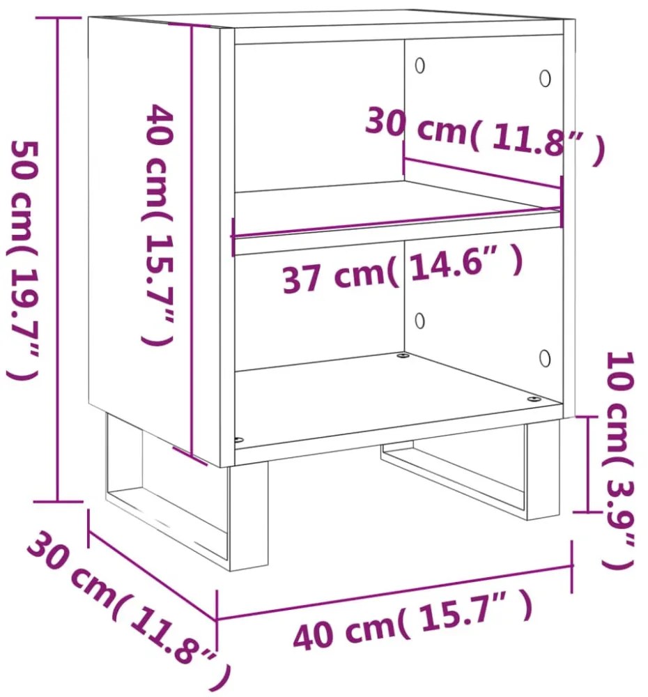 2 db magasfényű fehér szerelt fa éjjeliszekrény 40x30x50 cm
