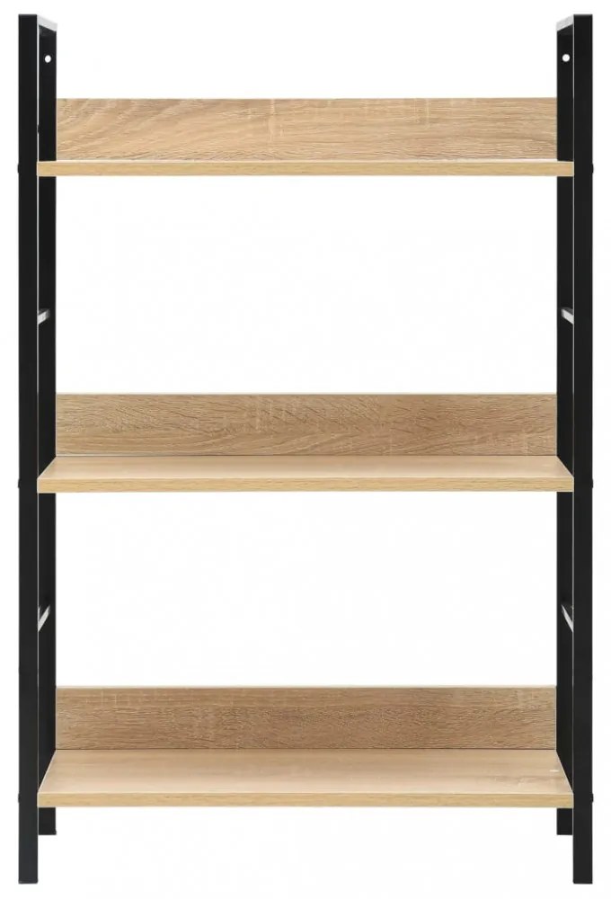 3 szintes tölgyszínű szerelt fa könyvespolc 60 x 27,6 x 90,5 cm