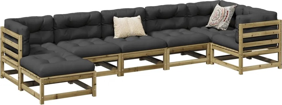 vidaXL 7 részes impregnált fenyőfa kerti kanapészett