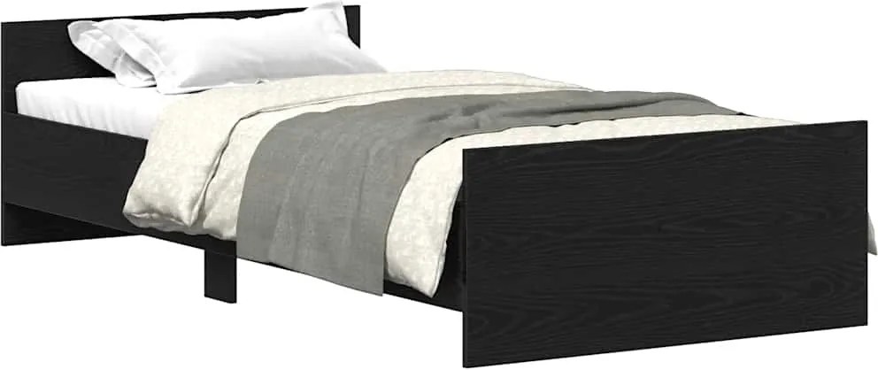 vidaXL fekete tölgy színű szerelt fa ágykeret matrac nélkül 75x190 cm