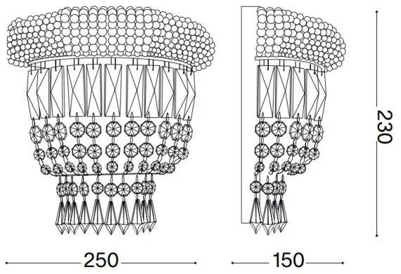 Ideal Lux - Fali kristály lámpa DUBAI 2xE14/28W/230V fényezett króm