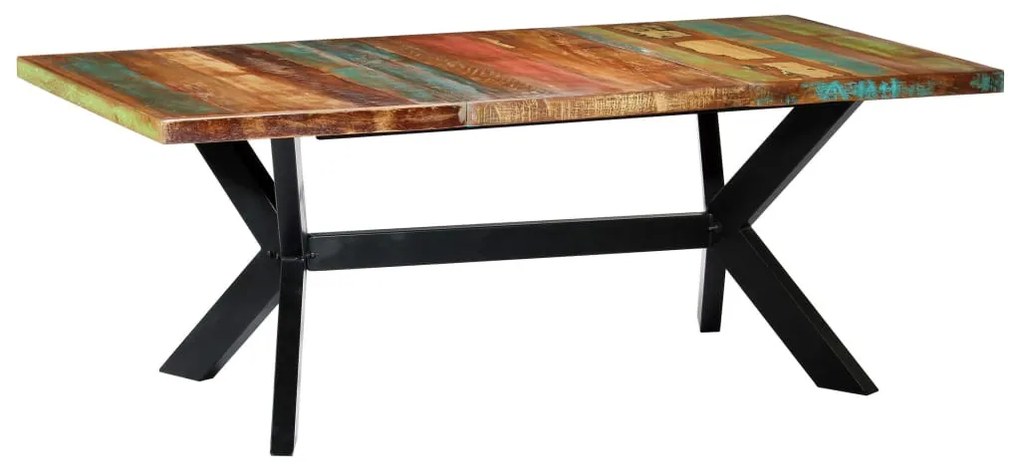 Tömör újrahasznosított fa étkezőasztal 200 x 100 x 75 cm