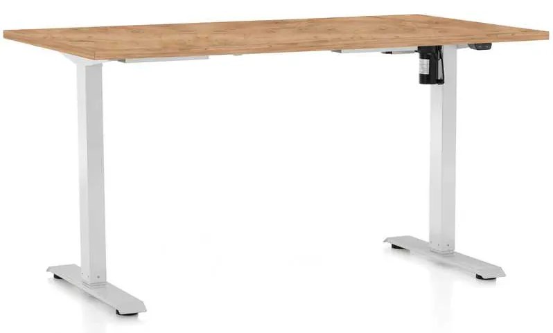 OfficeTech A állítható magasságú asztal, 120 x 80 cm, fehér alap, craft tölgy