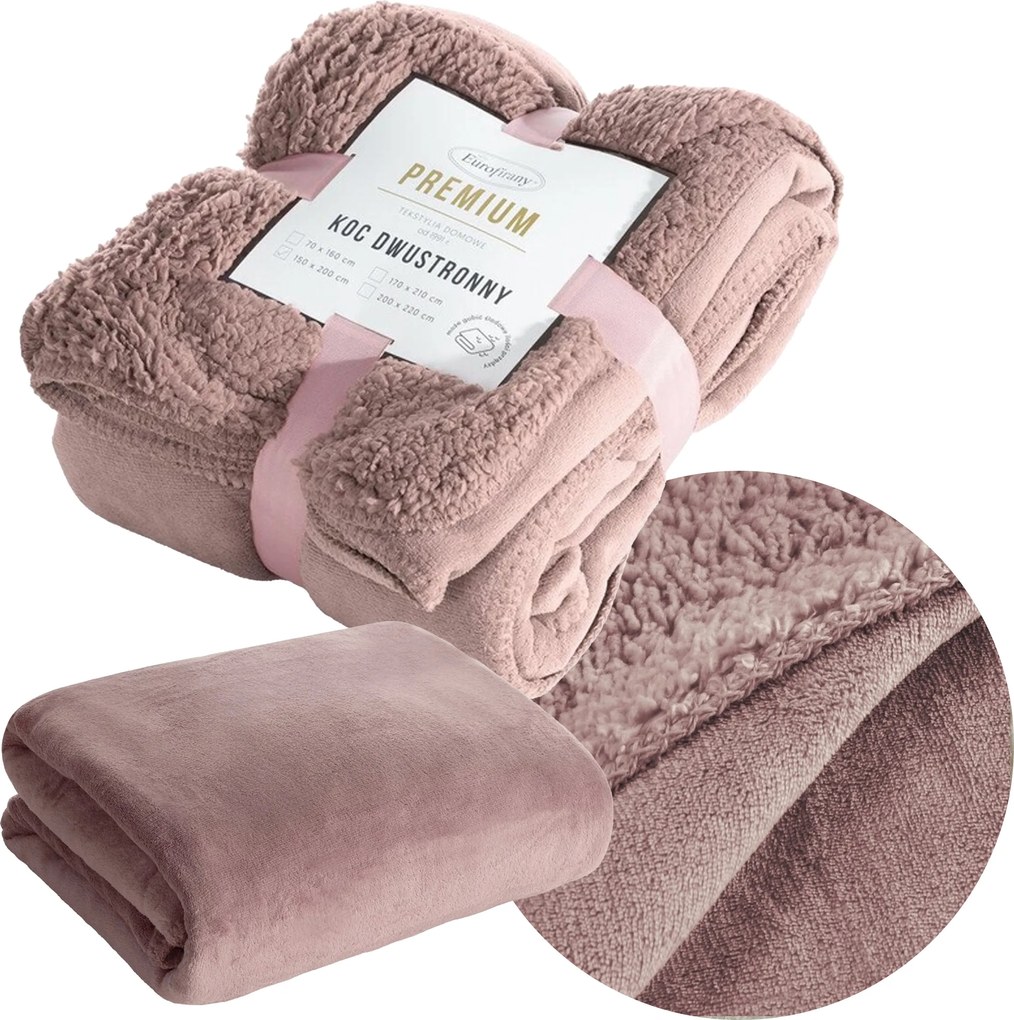 Kétoldalas takaró Tedy 200x220 cm rózsaszín puha polár bárány szerkezet meleg