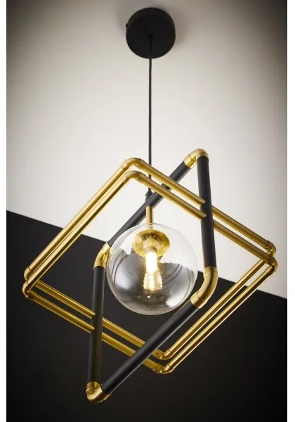 Jupiter 2028 - Csillár zsinóron FIORI 1xG9/10W/230V fekete/arany/átlátszó