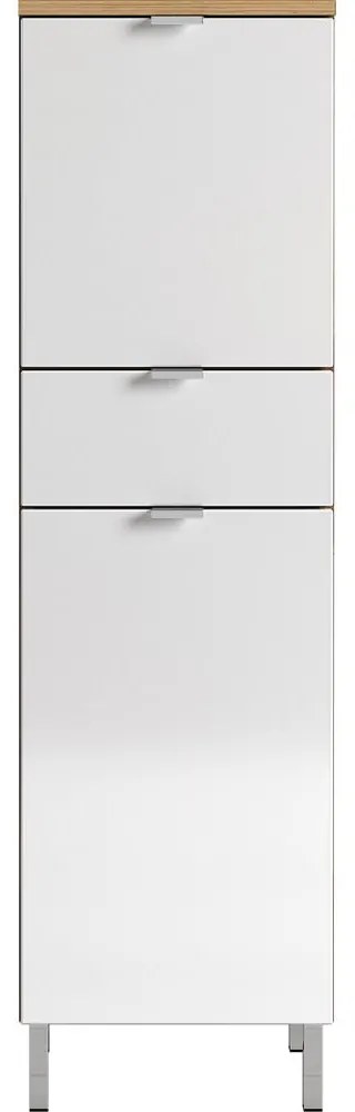 Mauresa fehér szekrény tölgyfa díszítéssel, magasság 120 cm - Germania