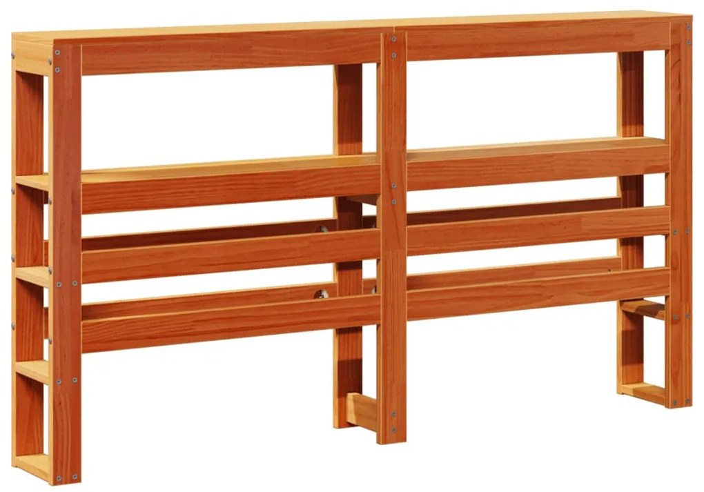 viaszbarna tömör fenyőfa fejtámla polcokkal 120 cm