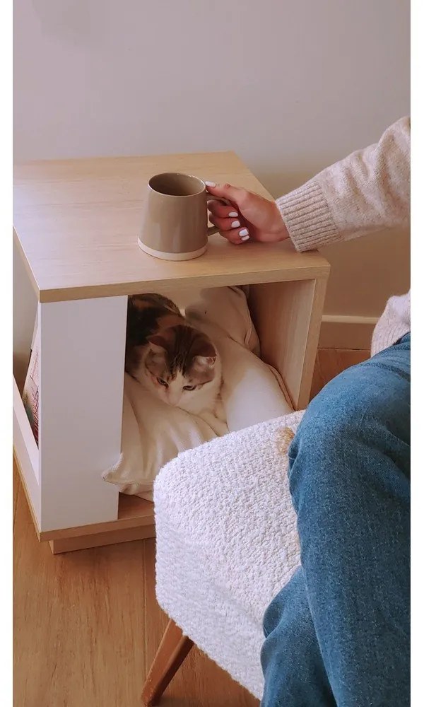 Tárolóasztal tölgyfa dekorral 40x40 cm Ella - TemaHome