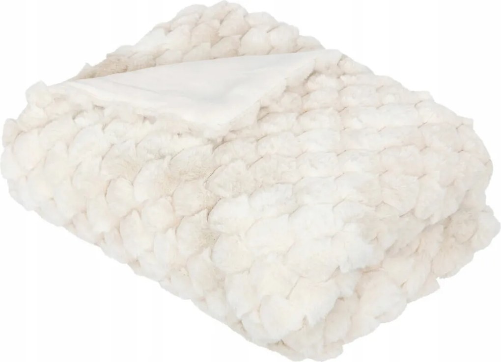 Takaró Világos Bézs Szőrmés Puha Meleg Nagy Poliészter Takaró 120 x 160 cm