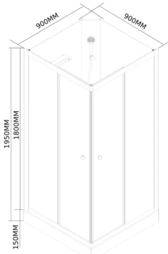 Polo White II 90x90 cm szögletes fehér hátfalas zuhanykabin zuhanytálcával