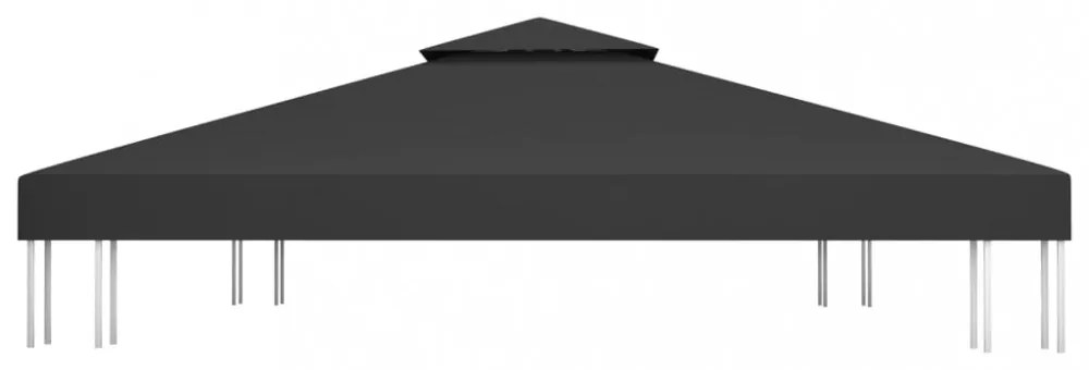 fekete kétszintes pavilon-tetőponyva 310 g/m² 4 x 3 m