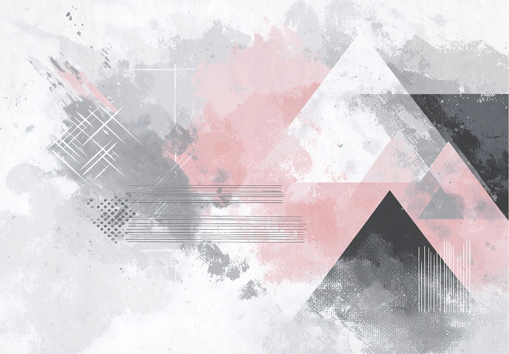 Vinyl Tapéta Flizelin Geometriai Absztrakt Szürke Rózsaszín 368x254