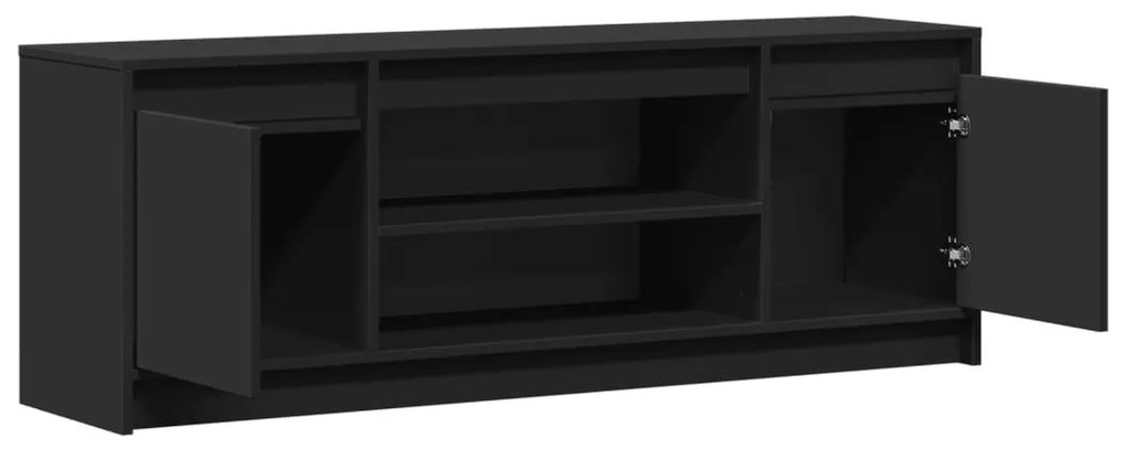 fekete szerelt fa TV-szekrény LED-ekkel 139,5 x 34 x 50 cm