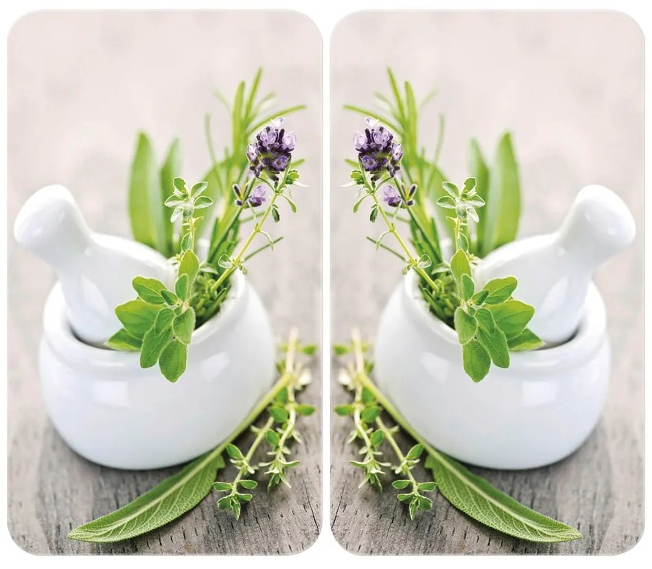 Edzett üveg tűzhely fedőlap szett 2 db-os 30x52 cm Herb – Wenko