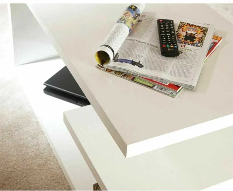 BigHome 100 cm-es dohányzóasztal, Beépített RGB LED Világítással - Fehér