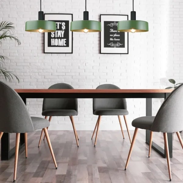 Csillár zsinóron HAKI 3xE27/60W/230V zöld/fekete