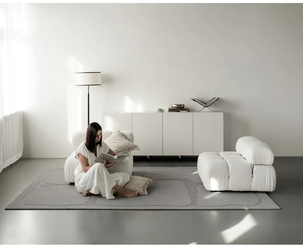 Szürke gyapjú szőnyeg 133x190 cm Morphic Organica – Agnella