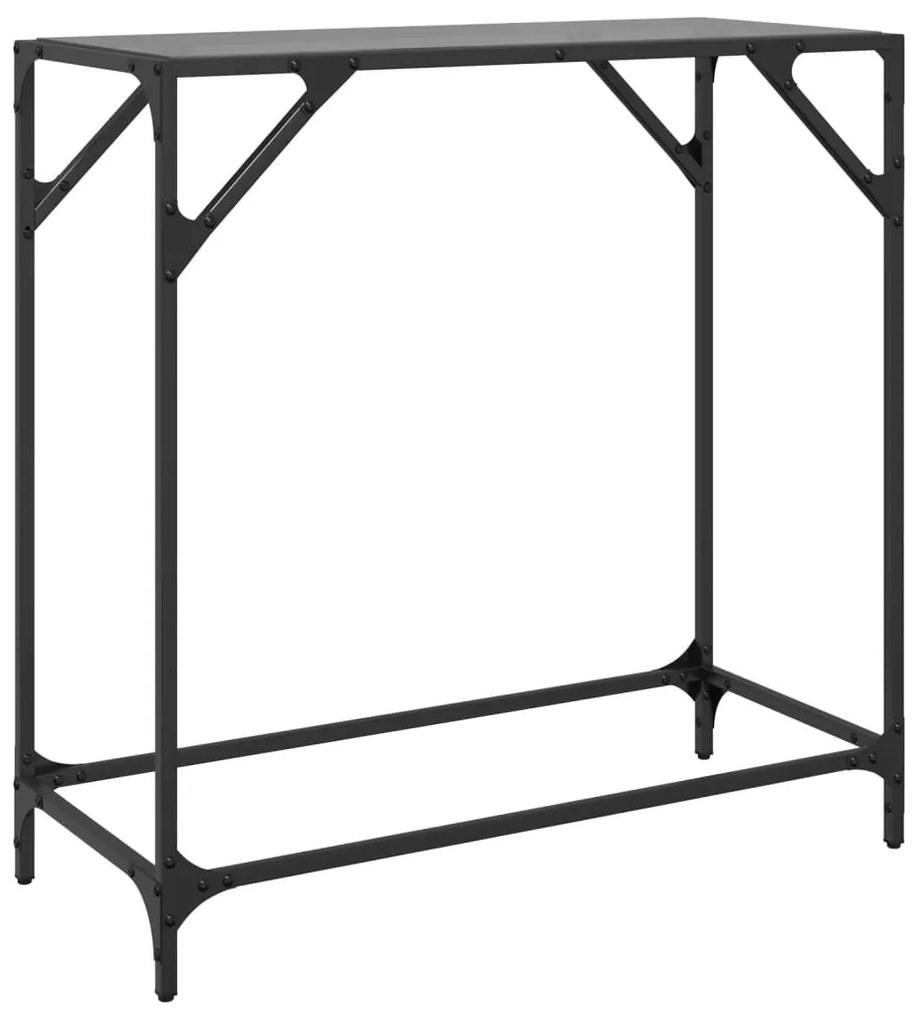 acél tálalóasztal fekete üveglappal 80 x 35 x 81 cm