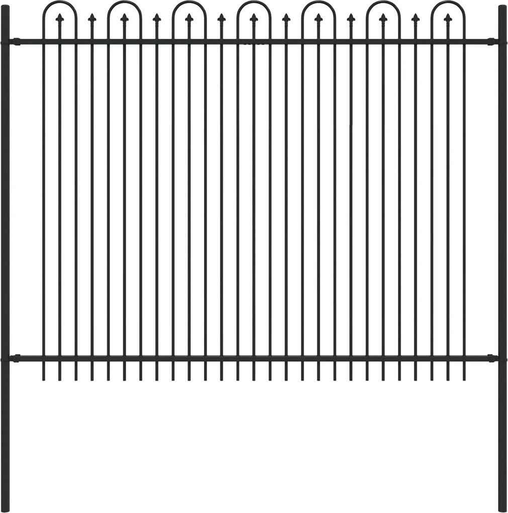 vidaXL Tüske Íves Kerítés Fekete 200 x 200 cm Porszórt acél