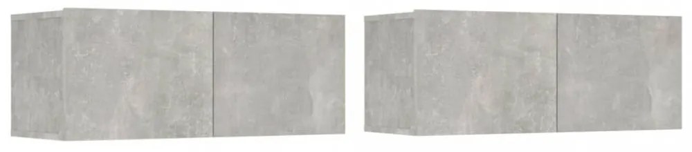 2 db betonszürke szerelt fa TV-szekrény 80 x 30 x 30 cm