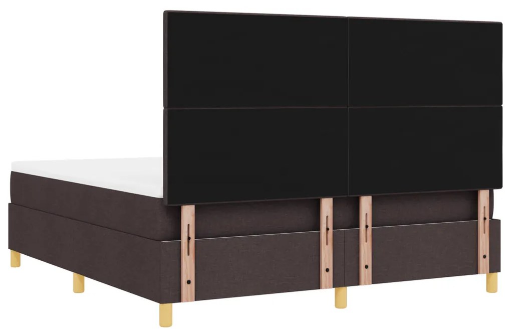 Boxspring Ágy Matraccal & LED Sötétbarna 180x200 cm Szövet