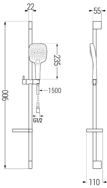 Mexen zuhanygarnitúra DS17, króm, 785174583-00