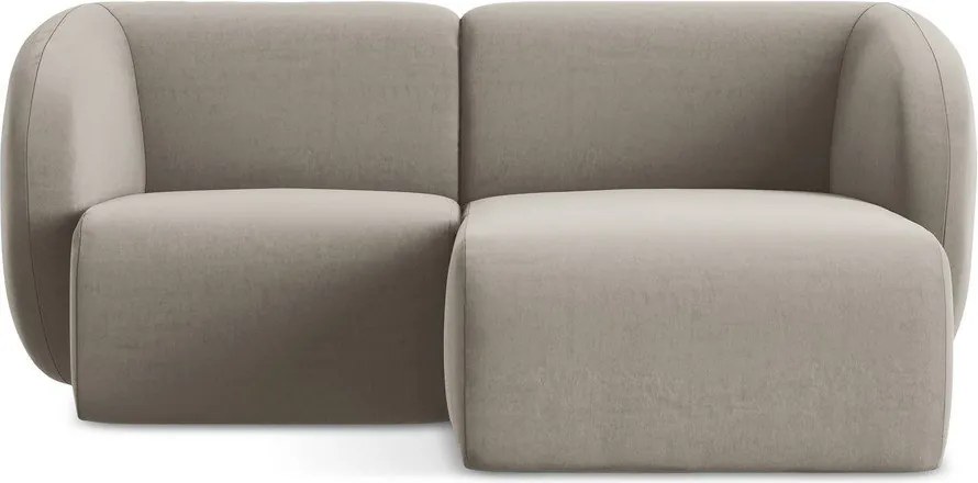 Világosbarna bársony sarokkanapé (jobb oldali-heverő résszel) Lani – Makamii