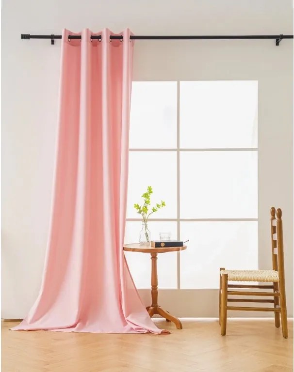 Függöny OXFORD LIGHT 140x250 cm, rózsaszín Felfüggesztés: Fém gyűrűk