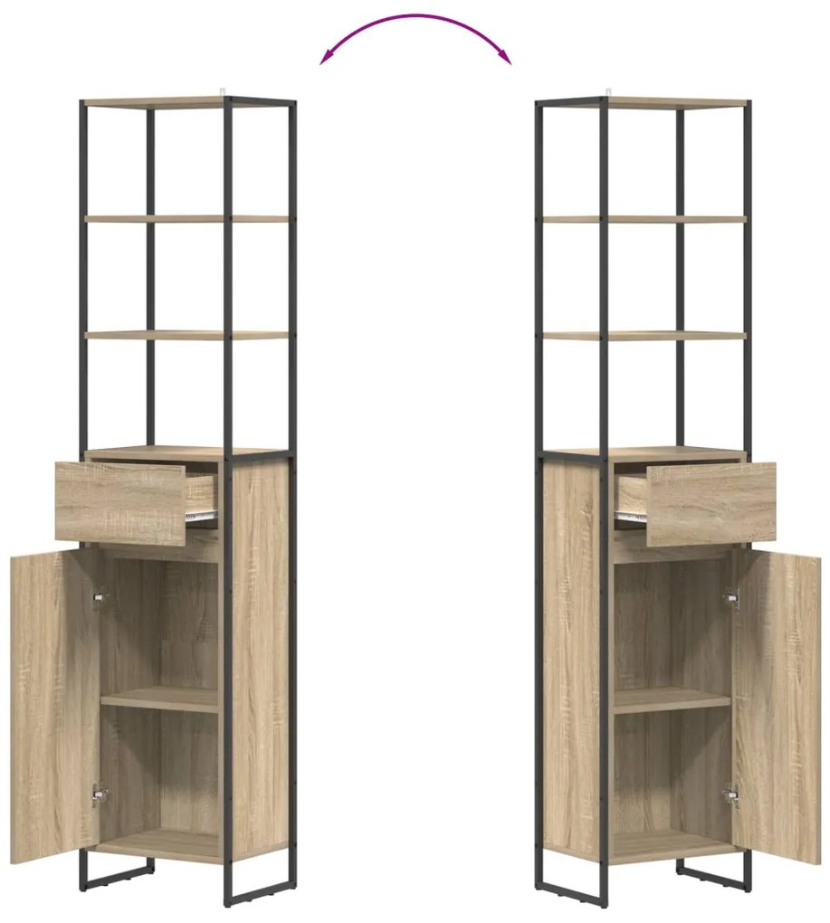 vidaXL Fürdőszoba Székény fiókkal Sonoma 40 x 30 x 180 cm Faanyag