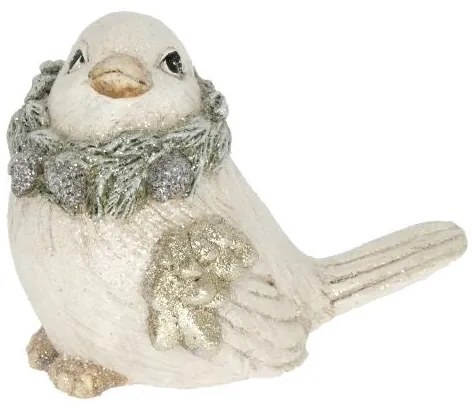 Madár koszorúval tobozzal glitteres karácsonyi dekoráció