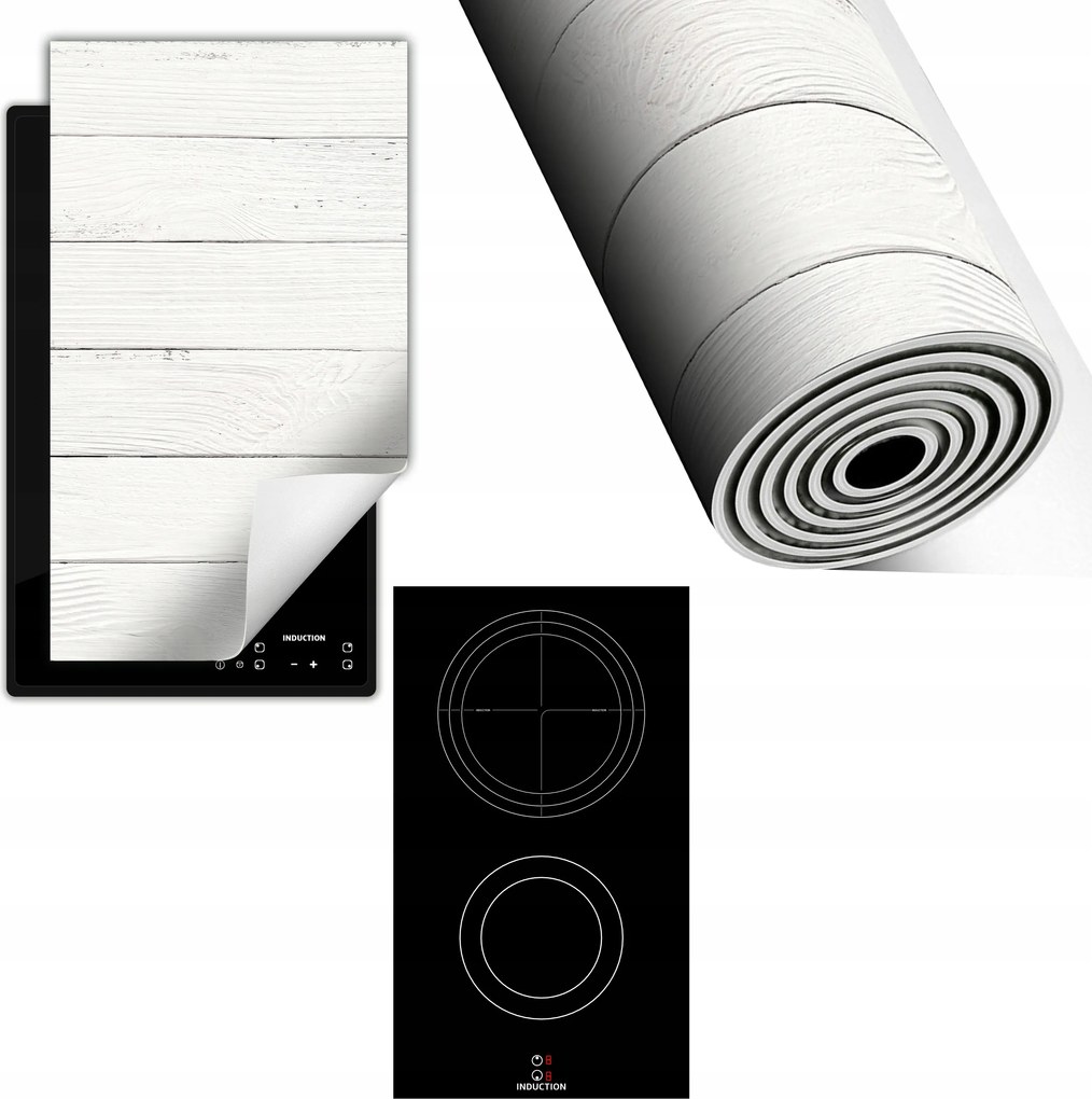 Indukciós Védőszőnyeg Konyhapult 30x52 fehér fa